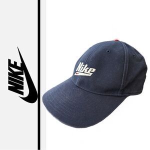Nike Vintage One Size Fits All Navy Blue Hat with White and Red‎ Swoosh